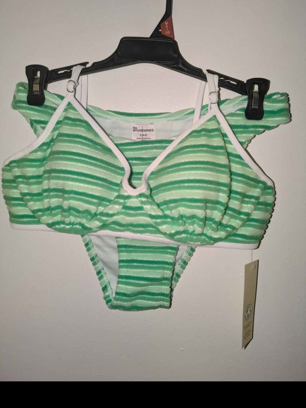 Striped Green & White Bikini Set